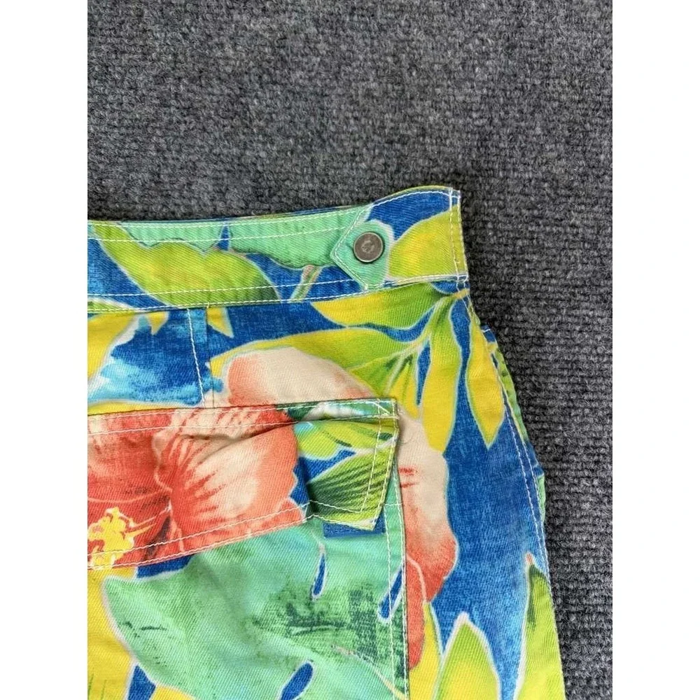 VINTAGE Polo Ralph Lauren Multi-Color Floral Paisley Cotton Cargo Shorts 36 RARE